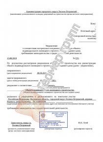 Уведомление об окончании строительства, г.о. Лосино-Петровский, д.Корпуса